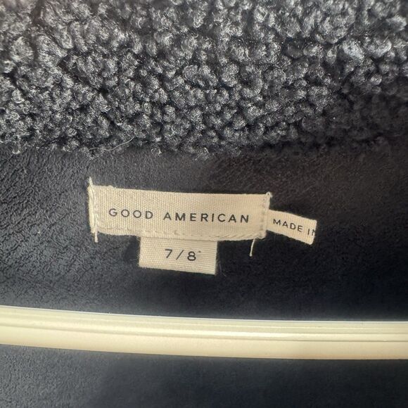 Good American 90's Contour Faux Shearling Jacket Oversized Midnight Blue 4xl 7/8 - Picture 9 of 12